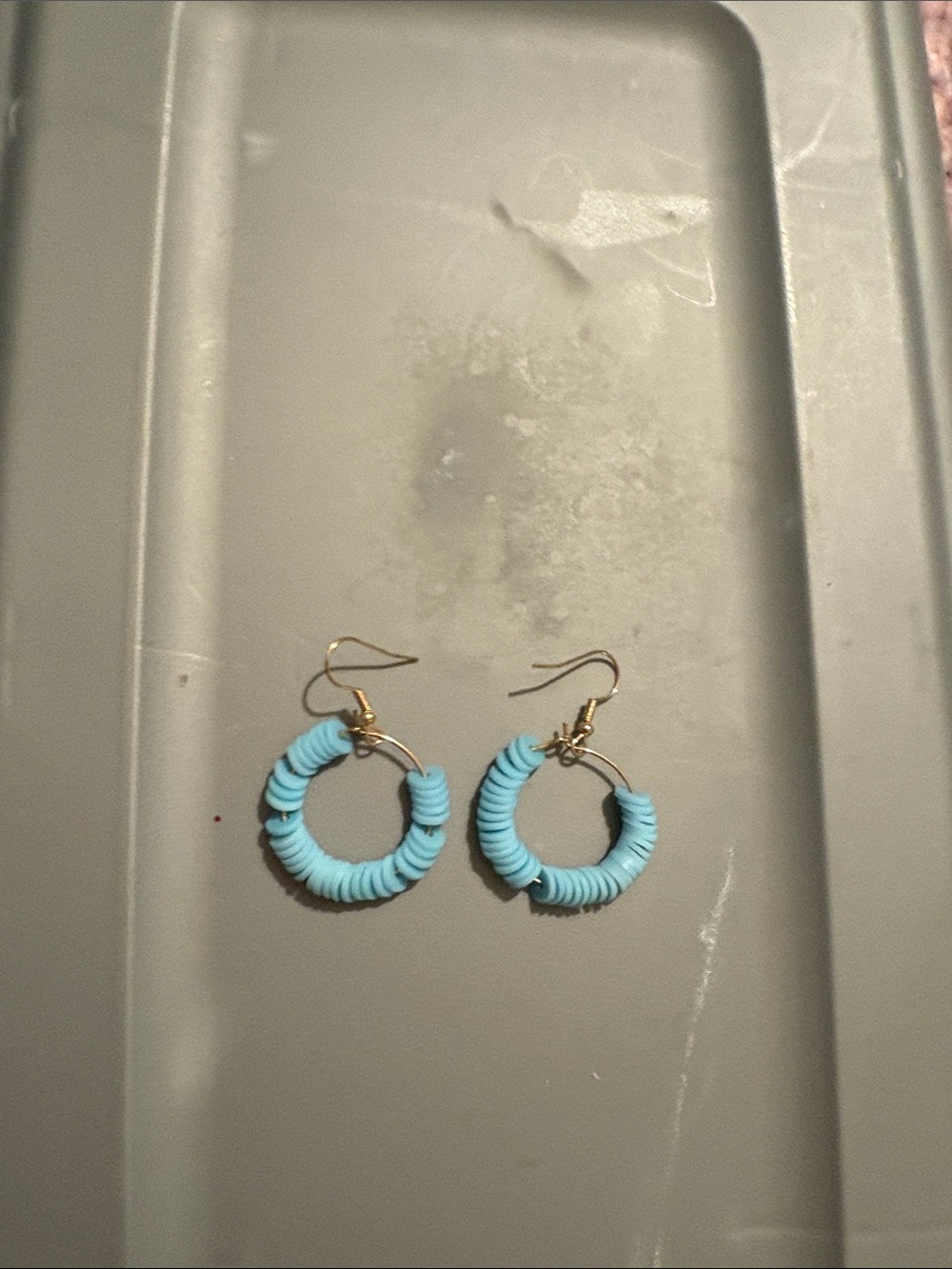 Gold-Tone Hoop Earrings with Turquoise Bead Discs
